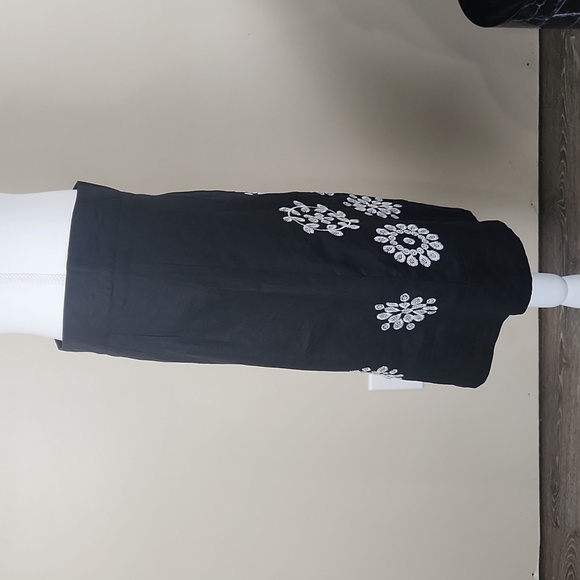 Carole little Embroidered flare woman skirt black and white side zipper size 4 - Picture 3 of 7